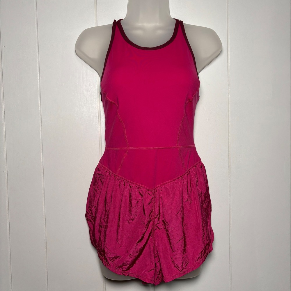 FP Movement Free People Last Mile Runsie Pink Strappy Activewear Size S Coquette